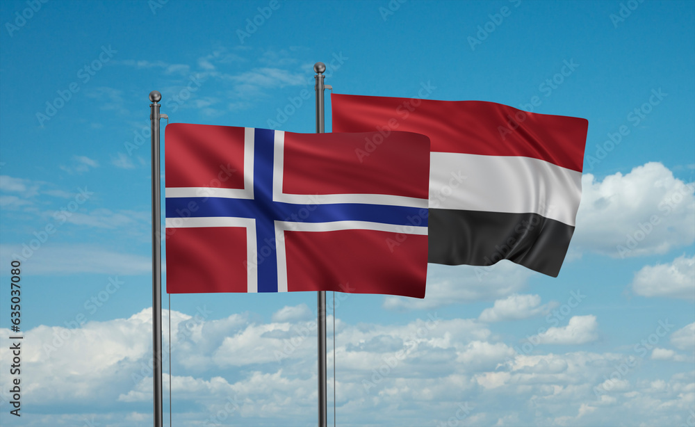 Yemen and Norway flag Yemen and Norway flag