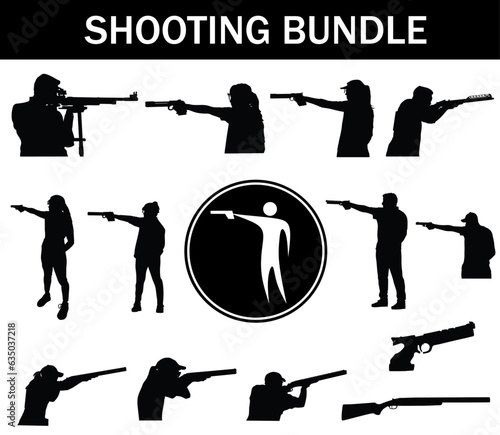 Shooting Silhouette Bundle | Collection of Shooting Players with Logo and Shooting Equipment