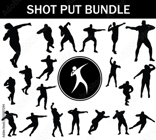 Shotput Silhouette Bundle | Collection of Shotput Players with Logo