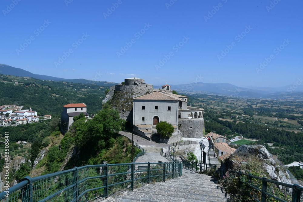 Panoramic view of Muro Lucano, an old village in the mountains of Basilicata region, Italy.