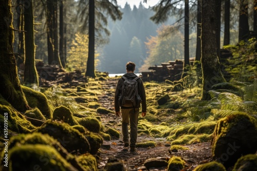 Person walking along a trail - stock photography concepts