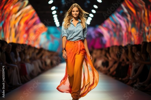 Runway covered in vibrant fashion prints - stock photography concepts