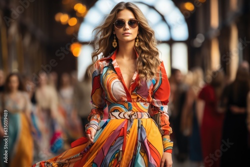 Runway covered in vibrant fashion prints - stock photography concepts