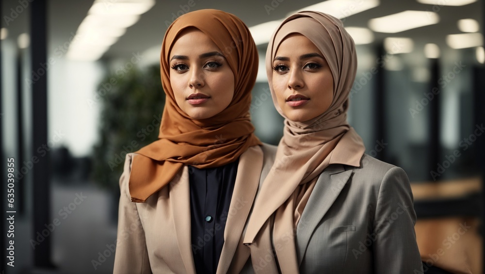 Two women wearing headscarves standing next to each other