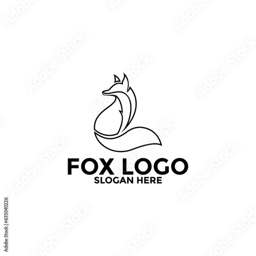 Fox Line Logo vector icon, Simple and modern Fox logo design template