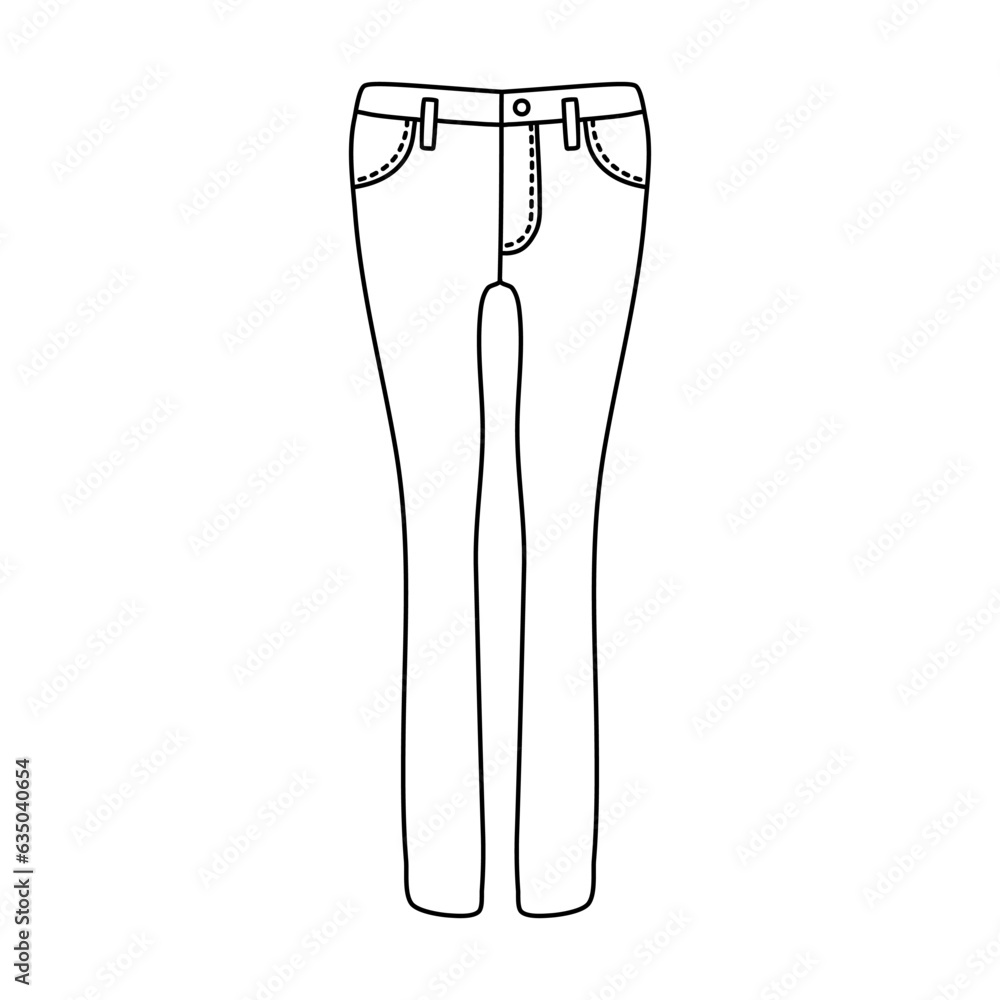 Hand drawn vector jeans isolated on white background Hand drawn vector jeans isolated on white background
