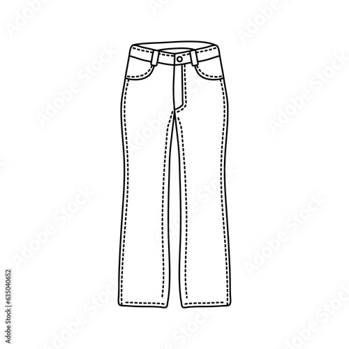 Hand drawn vector jeans isolated on white background