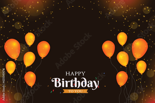Happy birthday golden balloons chocolate color background card poster or banner design vector file