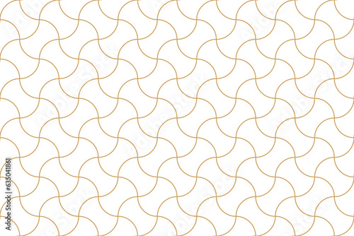 Geometric seamless pattern with gold wavy line, ornamental repeat background in oriental and art deco style with grid line, png transparent.
