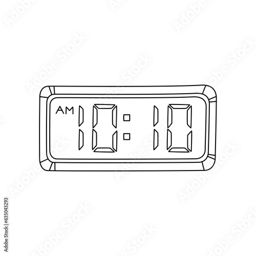 A table alarm clock hand drawn doodle vector illustration isolated on white background