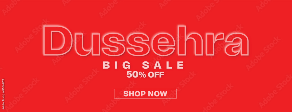 Vector realistic happy Dussehra sale text celebration wishing or greeting card and poster or banner design vector file