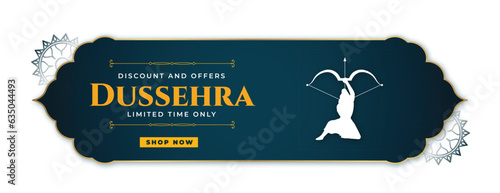 Vector realistic happy dussehra discount and sale poster or banner design vector file