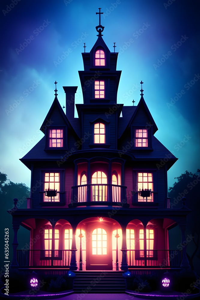 Haunted mansion horror scene.
