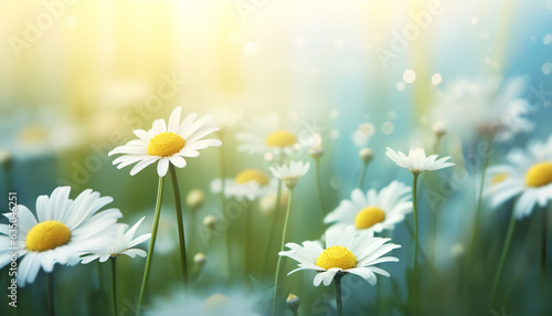 field of daisies and sun