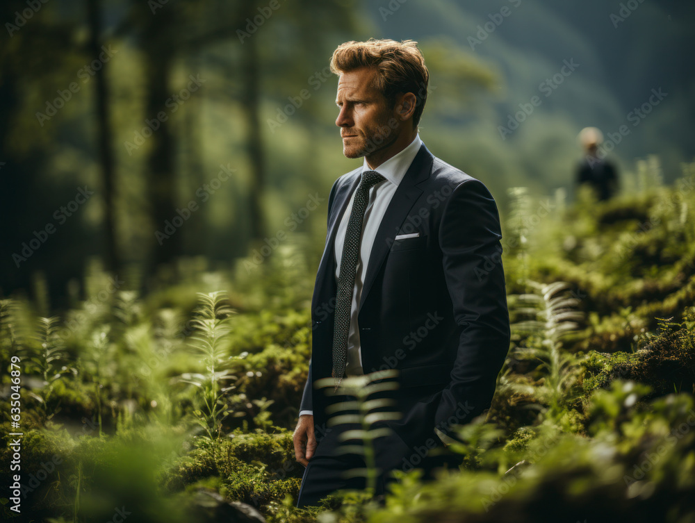 businessman standing in field