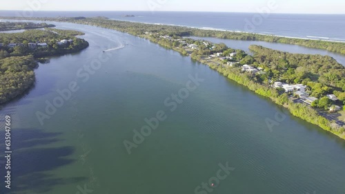 Aerial View Of Tweed River On A Sunny Day In Chinderah, Northern NSW, Australia. photo