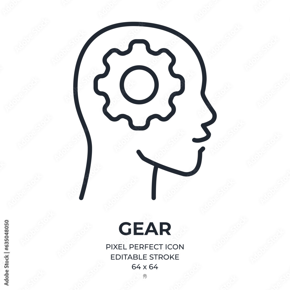 Gear editable stroke outline icon isolated on white background flat vector illustration. Pixel perfect. 64 x 64. Gear editable stroke outline icon isolated on white background flat vector illustration. Pixel perfect. 64 x 64.