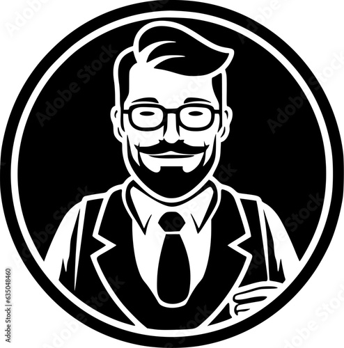 Teacher | Black and White Vector illustration