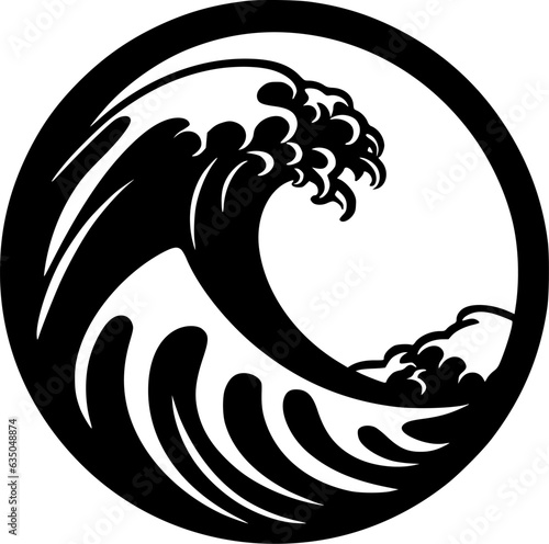 Wave - Black and White Isolated Icon - Vector illustration