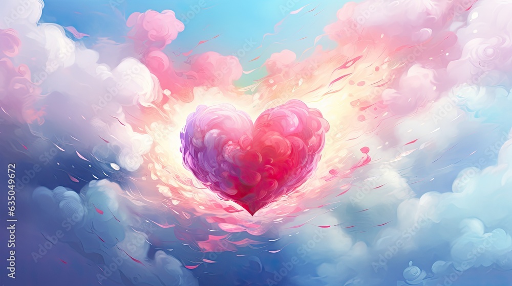 beautiful colourful pink heart in the clouds beautiful colourful pink heart in the clouds