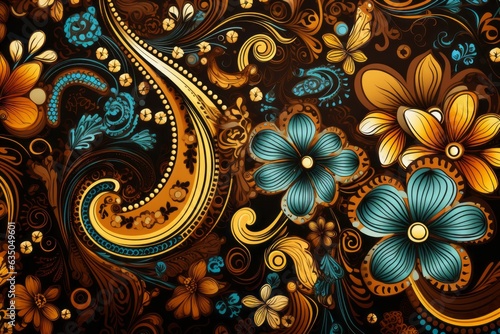Wallpaper Mural Seamless Pattern Of Intricate Henna Designs, Generative AI  Torontodigital.ca