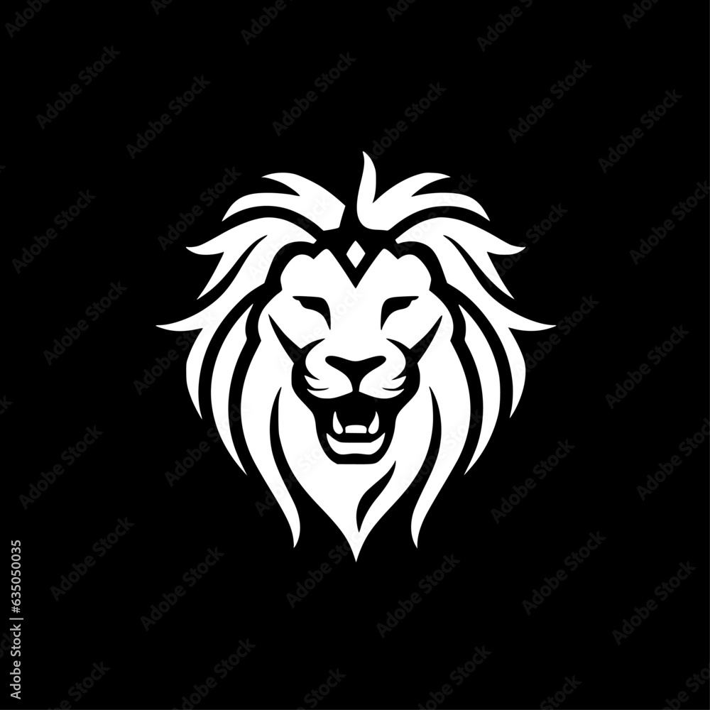 Fototapeta premium Lion - Black and White Isolated Icon - Vector illustration