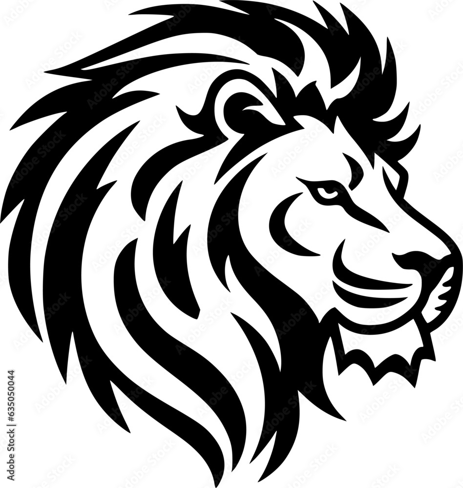 Fototapeta premium Lion - Black and White Isolated Icon - Vector illustration