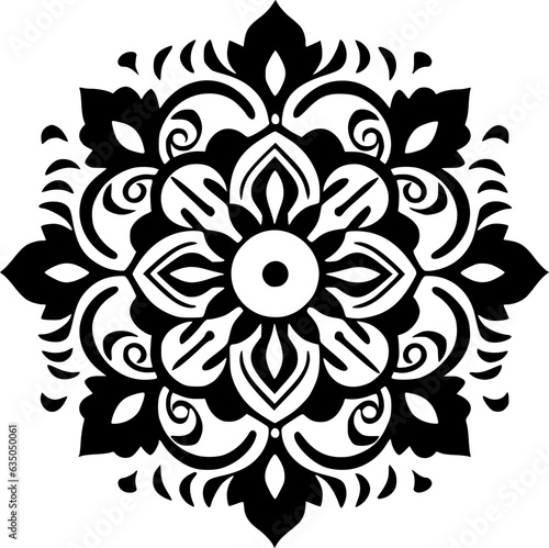 Mandala - Black and White Isolated Icon - Vector illustration