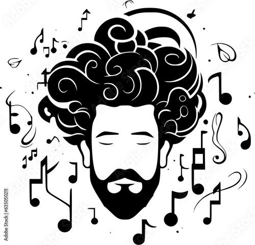 Music - Black and White Isolated Icon - Vector illustration