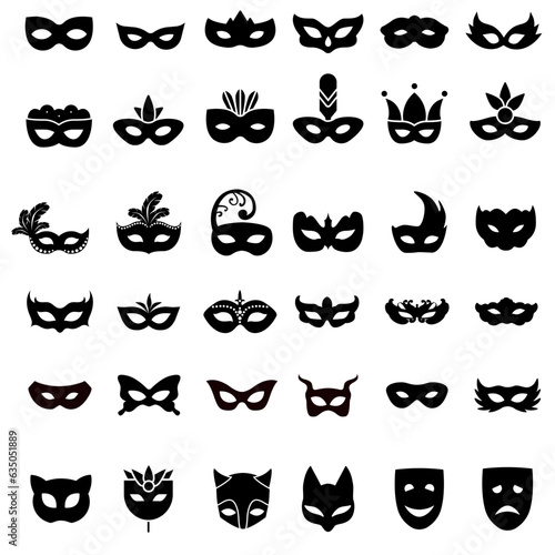 Masquerade icon vector set. Mask illustration sign collection. Carnival symbol. Carnival mask logo.