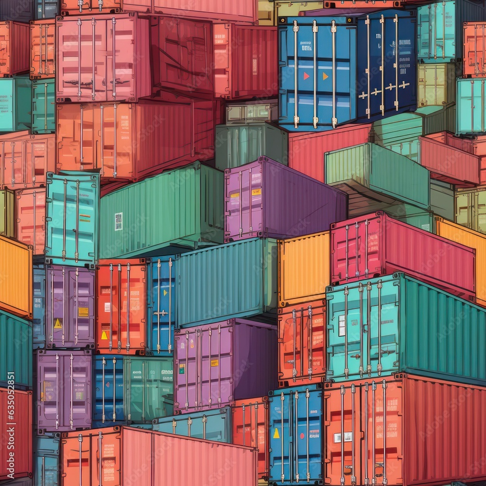Fototapeta premium Colorful Freight Continuity: Cargo Containers Seamless Pattern