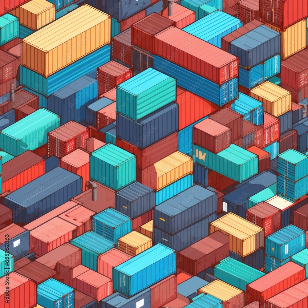Colorful Freight Continuity: Cargo Containers Seamless Pattern Colorful Freight Continuity: Cargo Containers Seamless Pattern