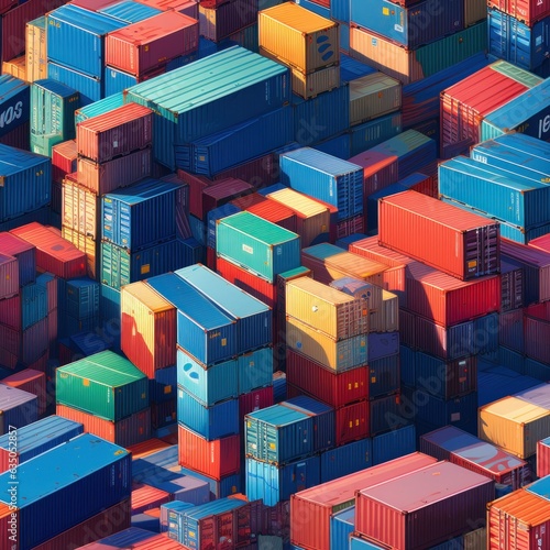 Colorful Freight Continuity: Cargo Containers Seamless Pattern