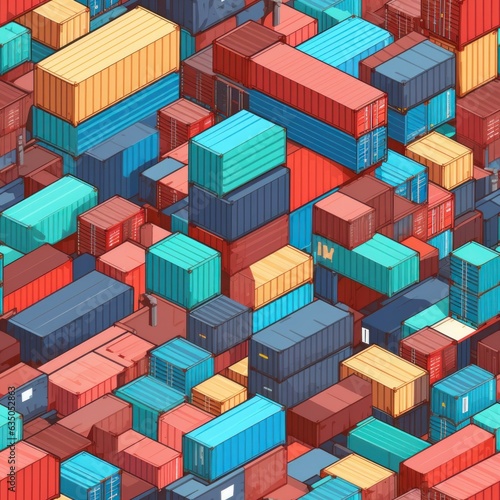 Colorful Freight Continuity: Cargo Containers Seamless Pattern