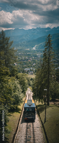Train hiking the mountain