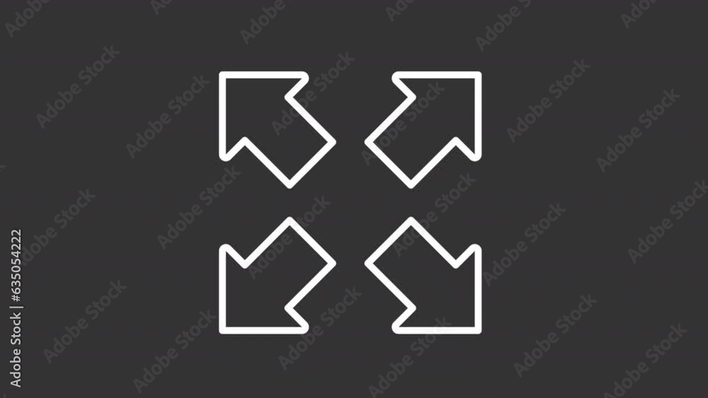 White icon animation of arrow icons away from center, HD video with transparent background, seamless loop 4K video, road directional sign. White icon animation of arrow icons away from center, HD video with transparent background, seamless loop 4K video, road directional sign.