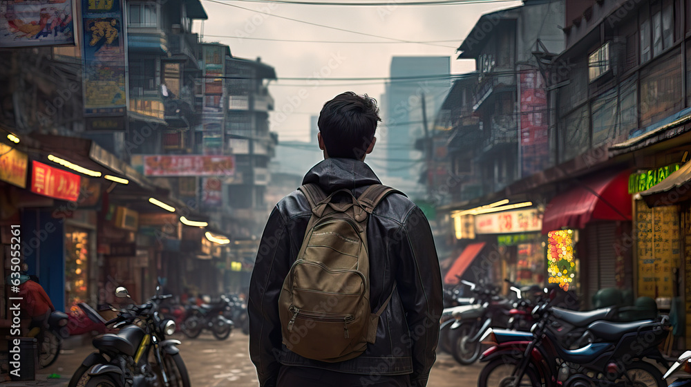 Energetic Tourist Exploring Vibrant City Streets. Generative Ai Energetic Tourist Exploring Vibrant City Streets. Generative Ai