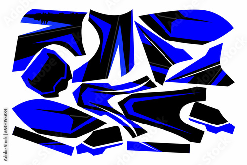 Custom illustrated vehicle stripe decal design kit for sides and top of  motorcycle and more. Sharp pointy geometric wing design. Vector eps graphic design.
