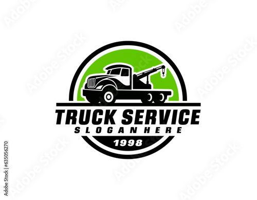 towing service isolated on white background for poster, t-shirt print, business element, social media content, blog, sticker, vlog, and card. vector illustration.