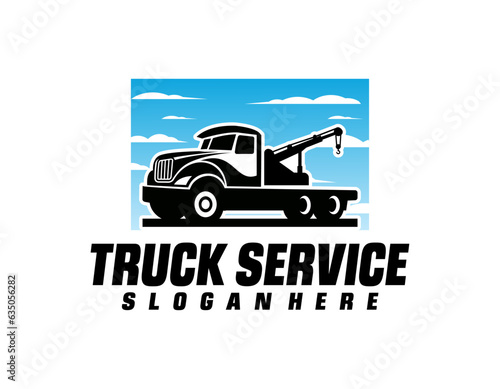 towing service isolated on white background for poster, t-shirt print, business element, social media content, blog, sticker, vlog, and card. vector illustration.