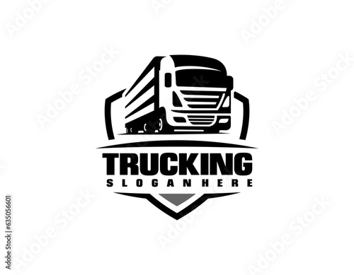 logistic truck logo design trailer vector transport express cargo delivery company template idea