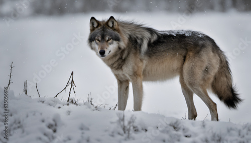 gray wolf in snow generated by AI tool © Muhammad