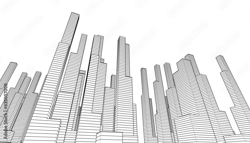 City sketch drawing vector illustration