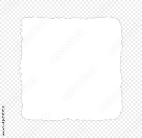 Torn paper with square shape on transparent background, easily editable line art vector stock illustration