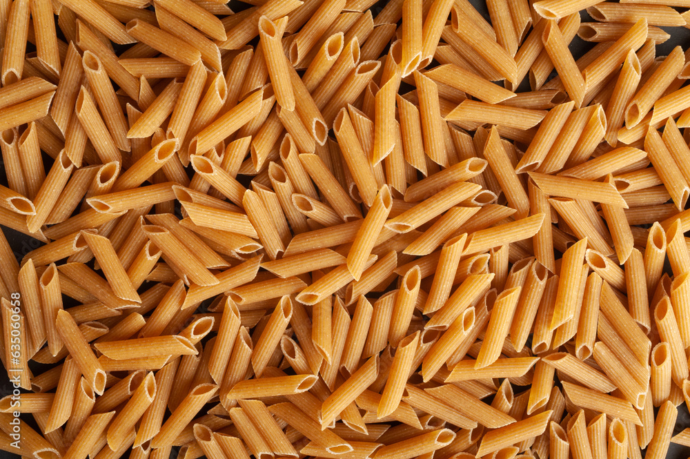 Raw Brown Pasta, Wholegrain Penne, Dry Whole Grain Noodle, Raw Spelt Macaroni, Healthy Italy Food Raw Brown Pasta, Wholegrain Penne, Dry Whole Grain Noodle, Raw Spelt Macaroni, Healthy Italy Food