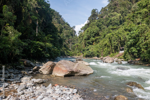 Bohorok river in the mountains of Gunung Leuser National Park, Bukit Lawang, Sumatra, Indonesia photo