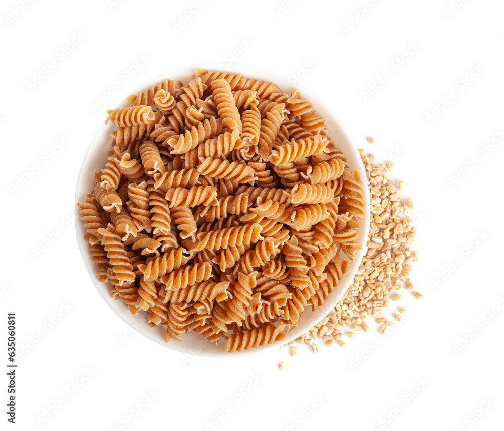 Raw Brown Pasta, Wholegrain Fusilli, Dry Whole Grain Noodle, Raw Spelt Macaroni, Healthy Italy Food Raw Brown Pasta, Wholegrain Fusilli, Dry Whole Grain Noodle, Raw Spelt Macaroni, Healthy Italy Food