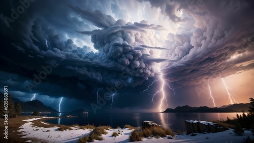 The Ominous Unfolding Drama of Nature s Spectacular Lightning Storm ai generated