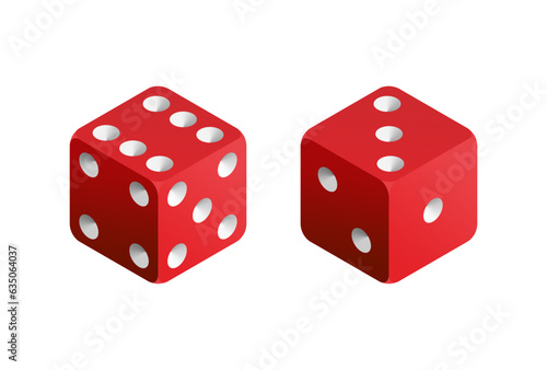 Realistic Red Dices vector icon illustration