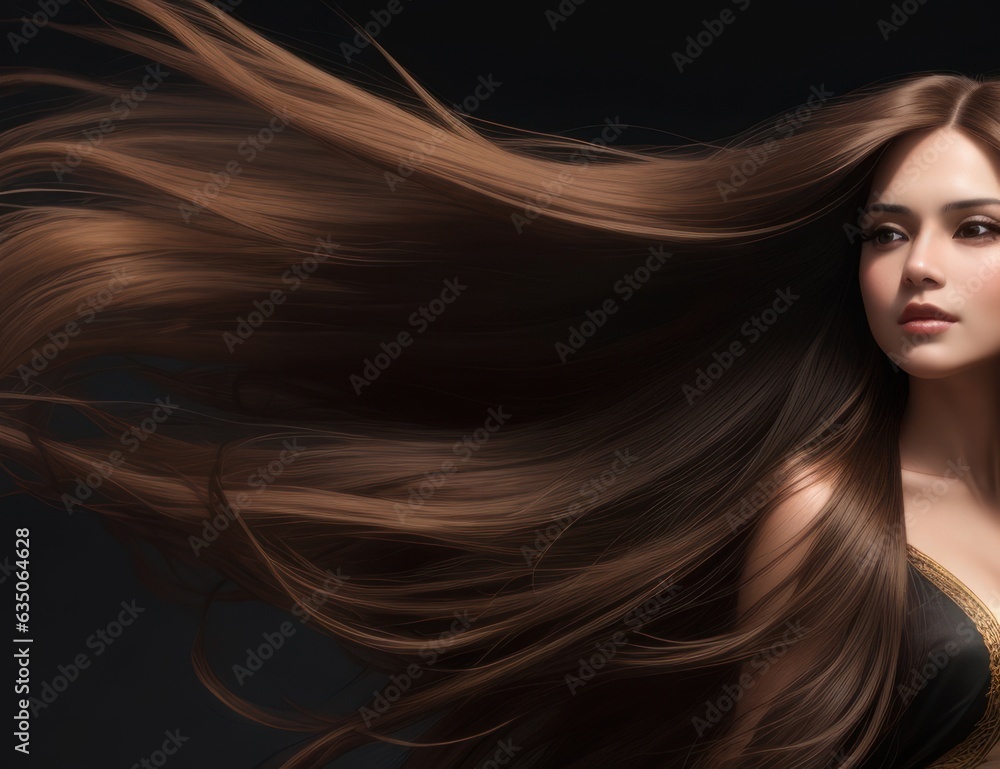 portrait of an asian woman with long hair Show off long, healthy hair.generative AI